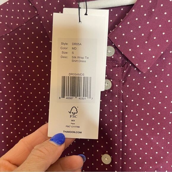 Thakoon Silk wrap tie oversized shirt dress Maroon NWT SMALL - Picture 10 of 10